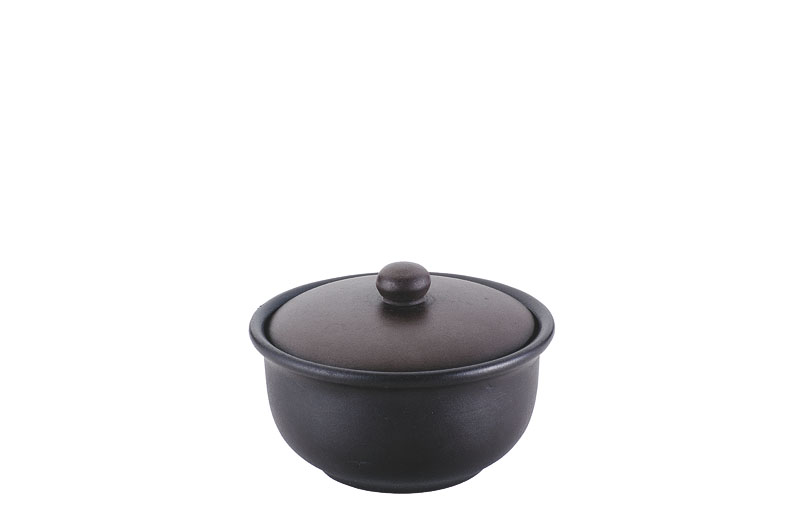 紫砂 湯碗(蓋付スープ)黒泥